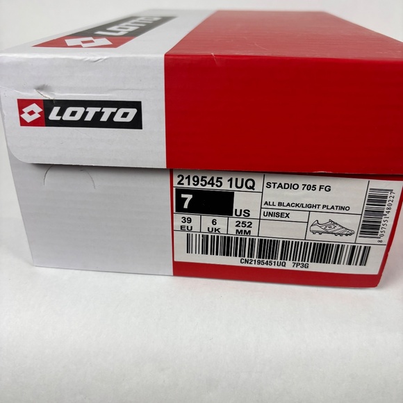 Lotto, Stadio 705 FG Soccer Cleats, NWT, Men 7. Women 8.5, Leather, Black, Gold - Picture 11 of 12